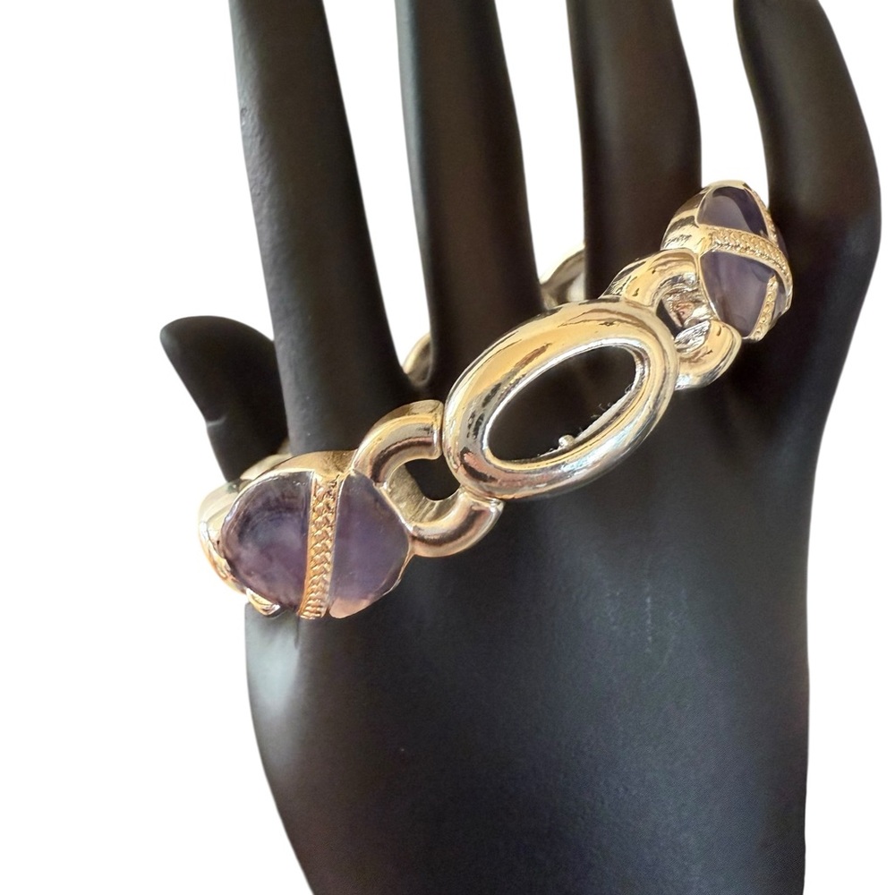 NAPIER Silver-Tone Purple Stretch Bracelet
